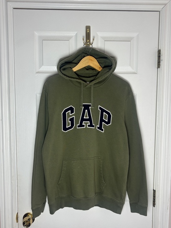 GAP Other - GAP Olive Green Hooded Pullover with Navy Logo Y2K